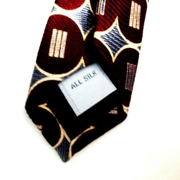 Pierre Cardin Silk Tie Red Print Geometric Wide - Picture 4 of 6